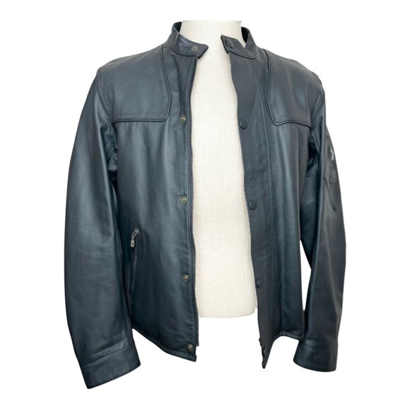 New Authentic Belstaff Black Leather Café Racer Hardmead Blouson Size L Jacket - Picture 6 of 13
